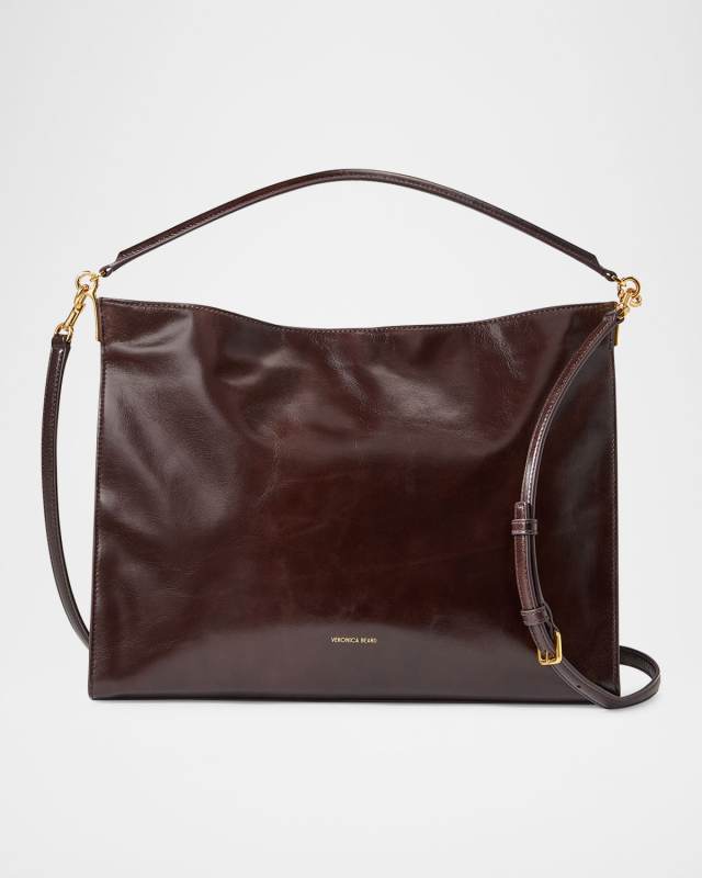 Vida Slouchy Crinkled Leather Shoulder Bag